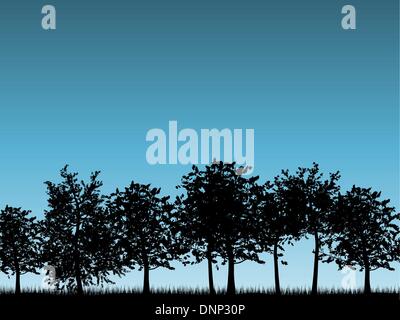 Silhouettes of tree landscapes Stock Vector