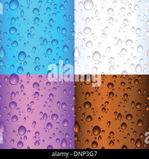 Different coloured seamless tile water drop backgrounds Stock Vector