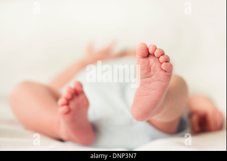 View of newborn baby (0-1 months) feet Stock Photo