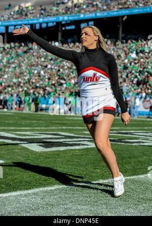 Dallas, Texas, USA. January 1st, 2014: .UNLV cheerleader in action.during the 2014 Heart of Dallas Bowl football game between the University Las Vegas Nevada Rebels and the North Texas Mean Green Eagles at Cotton Bowl Stadium in Dallas, Texas. . Credit:  Cal Sport Media/Alamy Live News Stock Photo