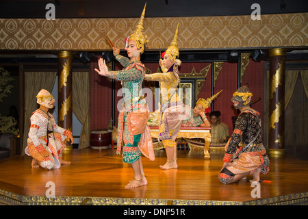 Dance troup performs a traditional Thai folk dance dressed as demons ,gods and princess .Bangkok,Thailand. Stock Photo