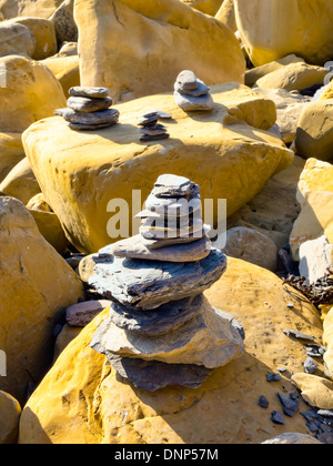 Stone stacks on the rock Stock Photo