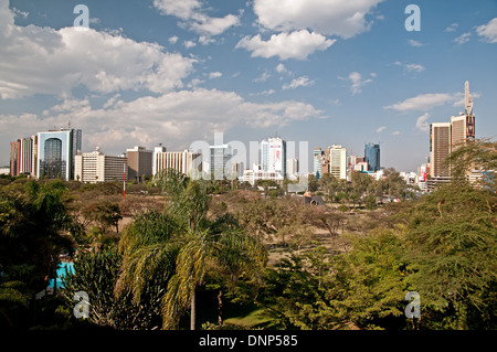 Panorama of Nairobi city skyline with high rise multi storey buildings seen from Nairobi Serena Hotel Stock Photo