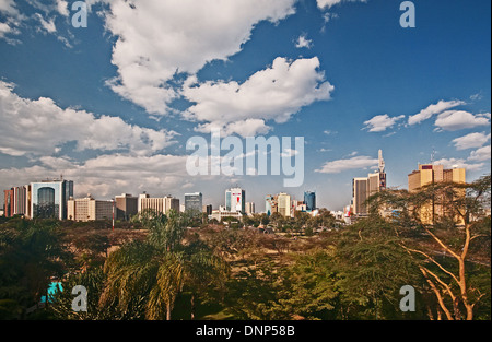 Panorama of Nairobi city skyline with high rise multi storey buildings seen from Nairobi Serena Hotel Stock Photo