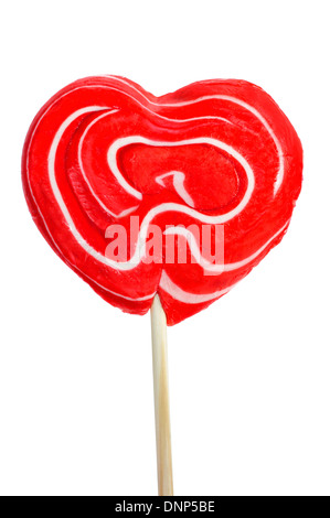 a heart-shaped lollipop on a white background Stock Photo