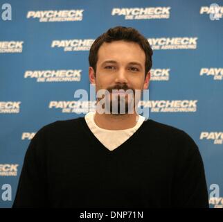 Ben Affleck presents his new film 'Paycheck' in Berlin. Stock Photo