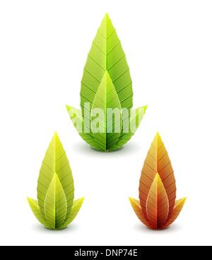 Set of glossy vector leaves Stock Vector