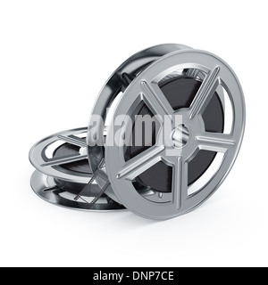 3d illustration of film reels isolated on white background Stock Photo
