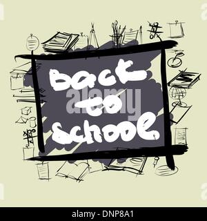 art background with back to school text Stock Vector