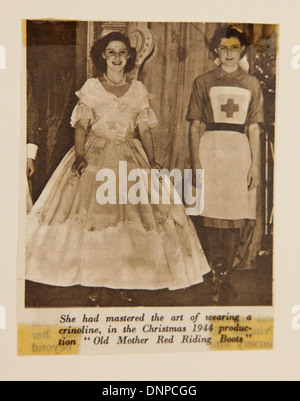 Collection of cuttings about Princess Elizabeth and Princess Margaret in the play Old Mother Red Riding Boots, 1944 Stock Photo