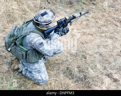 US soldier in action Stock Photo
