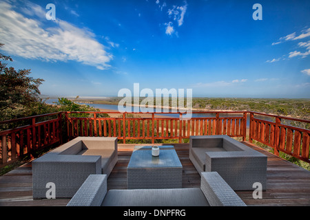 View of the Goukamma Nature Reserve from Giljoen Lodge. Buffels Bay, South Africa Stock Photo
