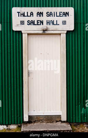Doorway and sign to a rural community hall Stock Photo