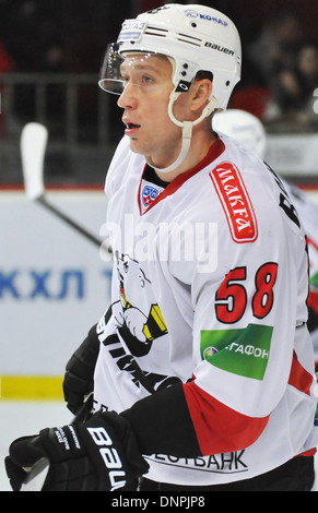 AK Bars player during the match between HC Donbass and HC Bars, KHL 2013-2014 Stock Photo