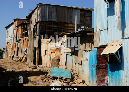 Houses along a street of Balbala district near Djibouti city, Djibouti, Horn of Africa Stock Photo