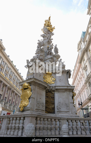 Pest Column (Pestsäule), Plague Monument or Trinity Column on Graben Street. Vienna, Austria. Stock Photo