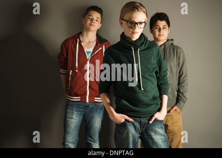 Portrait of Teenage Boys, Studio Shot Stock Photo