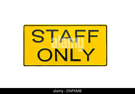 staff only sign isolated on white Stock Photo
