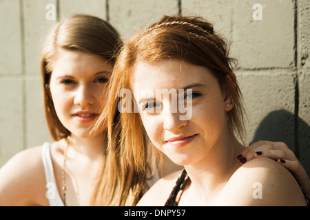 Close-up portrait of young women outdoors Stock Photo