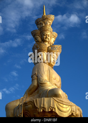 Massive statue of Samantabhadra at the summit of Mount Emei, Emei Shan, near Leshan, Sichuan province, China. Stock Photo