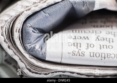 Pile of newspapers close up macro shot Stock Photo