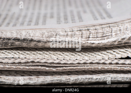 Pile of newspapers close up macro shot Stock Photo