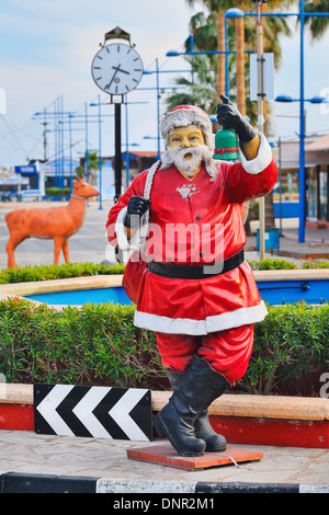 Santa Claus at the harbor in Ayia Napa, Cyprus. Stock Photo