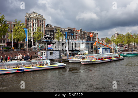 canal passenger ready cruises jetty rondvaart boat tour amsterdam netherlands boats alamy waterfront hendrikkade prins holland