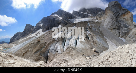 Monte Antelao, view of upper glacier. Alpine landscape with glaciological aspects. The Dolomites of Cadore. Veneto. Italian Alps. Stock Photo