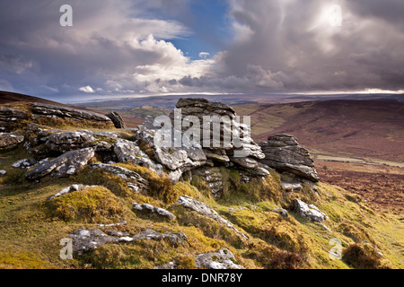 Hookney Tor on Dartmoor on a showery afternoon Stock Photo