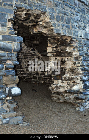 Aberystwyth, Wales, UK - Storm damage on the Promenade in Aberystwyth, west Wales, after the latest gales and storm surge - January 4th 2014. Photo credit: John Gilbey/Alamy Live News. Stock Photo