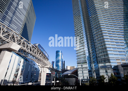 City Centre Las Vegas, featuring the Aria hotel and casino & the Cosmopolitan. Stock Photo