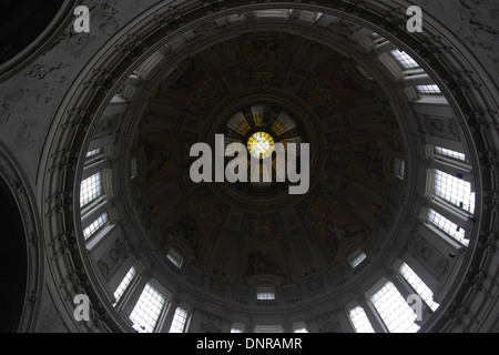 Natural light view, looking up from the nave, dome, with mosaics and windows,  Berlin Cathedral (Berliner Dom), Berlin, Germany Stock Photo