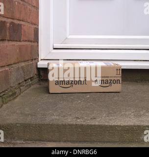 Amazon Home Parcel Delivery on a Doorstep, UK Stock Photo