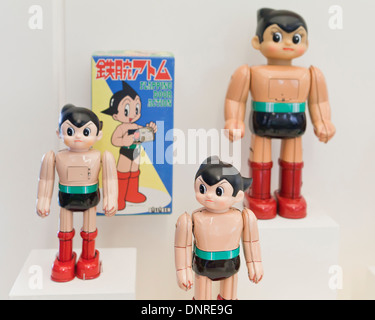 Wind-up Astro Boy robot - Japanese anime character tin toys, circa 1980s Stock Photo