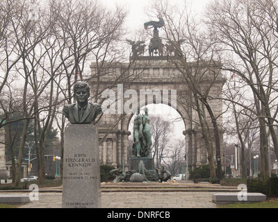 John F Kennedy Statue Grand Army Plaza Brooklyn NY Stock Photo