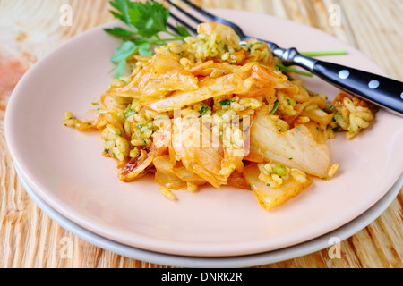 Italian risotto with cabbage, food closeup Stock Photo