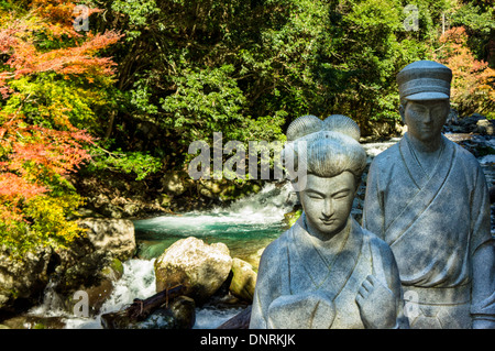 Stone Statue of the Story of 'The Izu Dancer', Shizuoka Prefecture, Japan Stock Photo