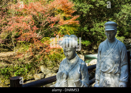 Stone Statue of the Story of 'The Izu Dancer', Shizuoka Prefecture, Japan Stock Photo