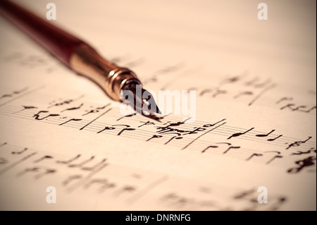 Old style hand written music sheet Stock Photo