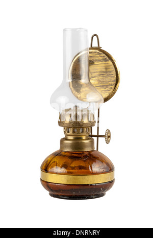 Old kerosene lamp isolated on white background with clipping path Stock Photo