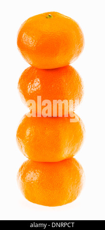 Stacked Fresh Mandarin Citrus Isolated Tangerine Mandarine Orange In Stack On White Background. Healthy Food Concept Stock Photo