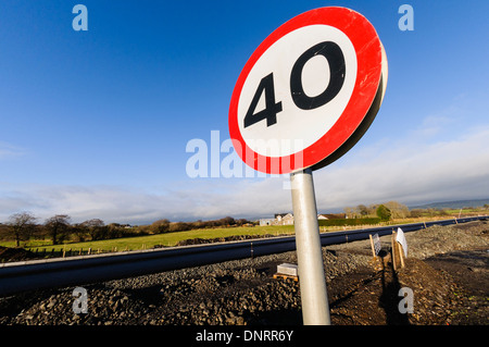 40mph speed limit sign at a newly constructed road Stock Photo