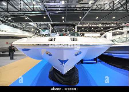 Excel, London, UK. 5th January 2014. Yachts and boats on display at the London Boat Show at the Excel in Docklands. Credit:  Matthew Chattle/Alamy Live News
