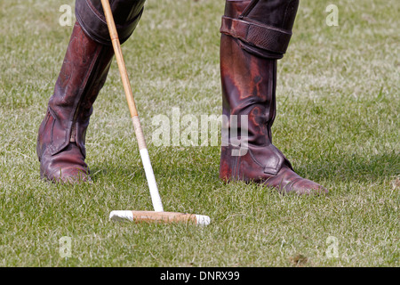 Legs of a polo player with polo ballet Stock Photo