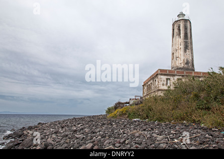 Lighthouse on the island Vulcano, Aeolian Islands, Sicily, Italy Stock Photo