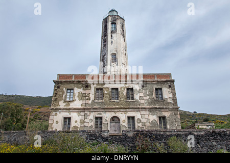 Lighthouse on the island Vulcano, Aeolian Islands, Sicily, Italy Stock Photo