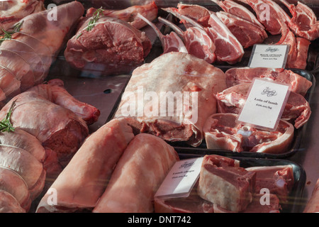 Meat for sale on the meat counter Stock Photo