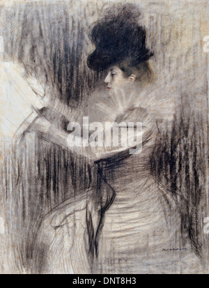Ramon Casas i Carbo, Female Figure. Circa 1900. Charcoal and pastel on paper. Museu Nacional d'Art de Catalunya, Barcelona Stock Photo