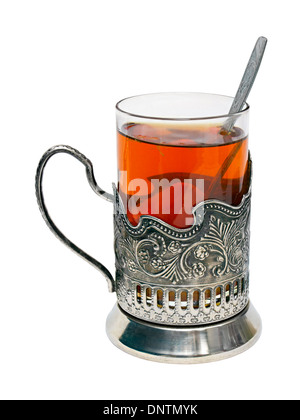 a cup of tea with lemon-holder in the isolated on white background Stock Photo